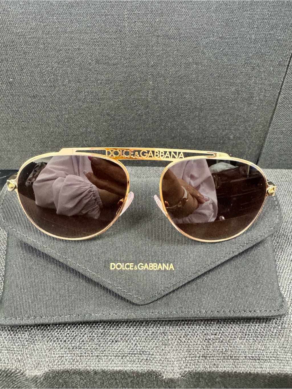 Dolce & Gabbana Black And Gold Logo Sunglasses